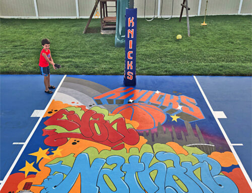 NY Knicks basketball court mural for Ethan and Nathan in New Jersey